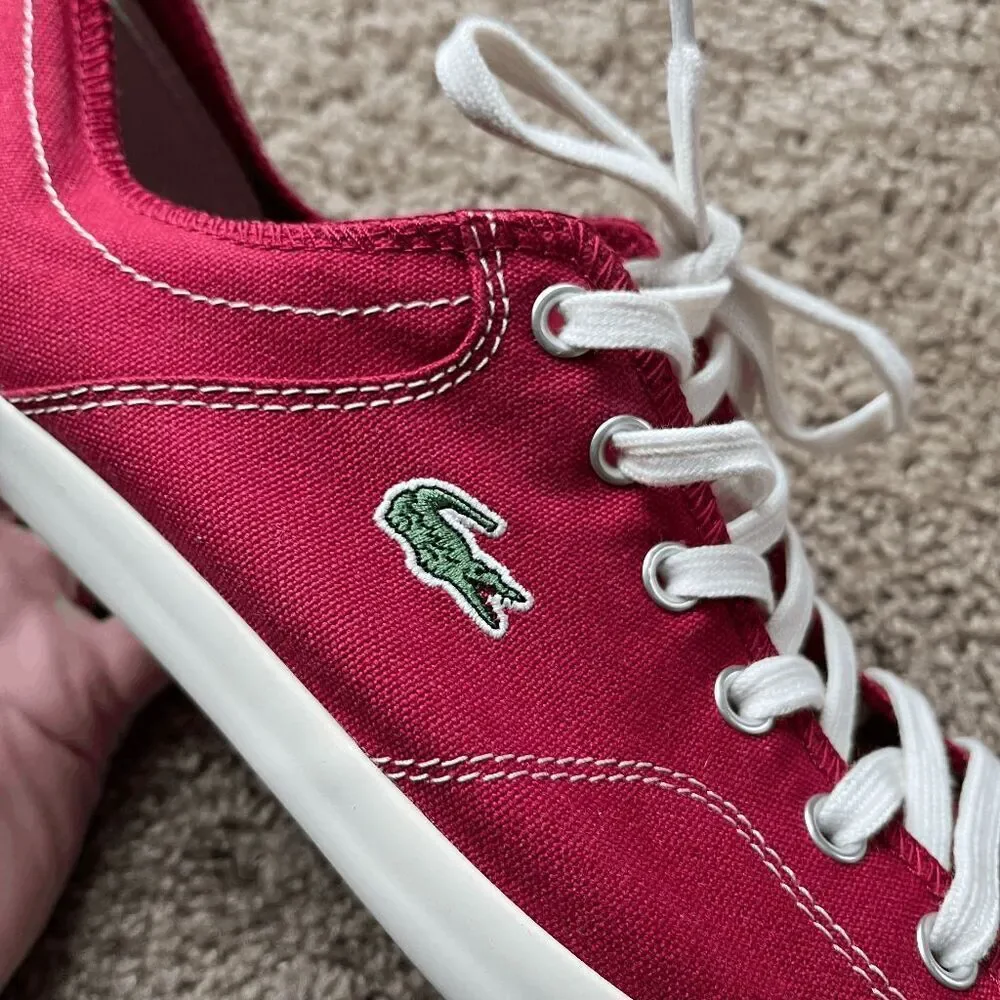 Lacoste Sport Red Canvas Sneakers Croc Logo Newton 9.5 Preppy Casual